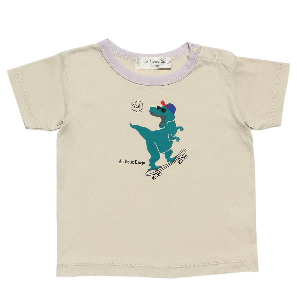 Baby size 100 % cotton Dinosaur & Skeeper Print Animal Series T -shirt Beige front