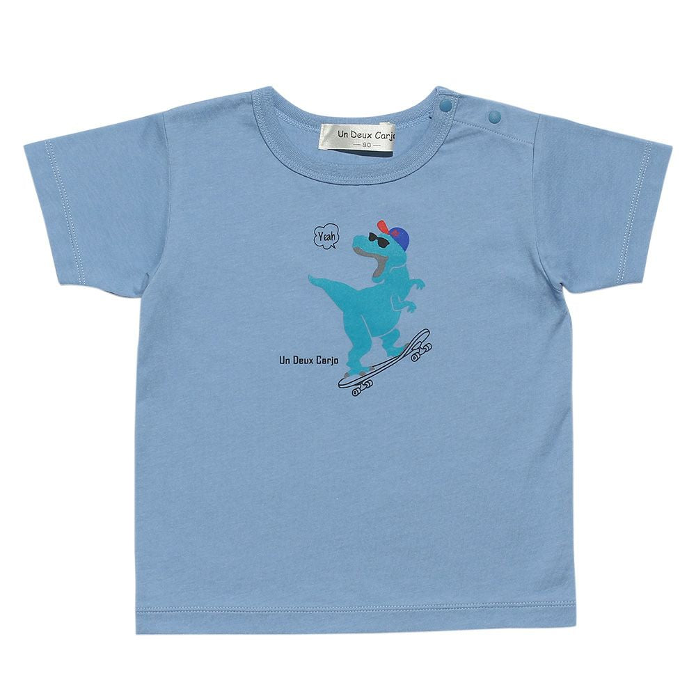 Baby size 100 % cotton Dinosaur & Skeeper Print Animal Series T -shirt Blue front