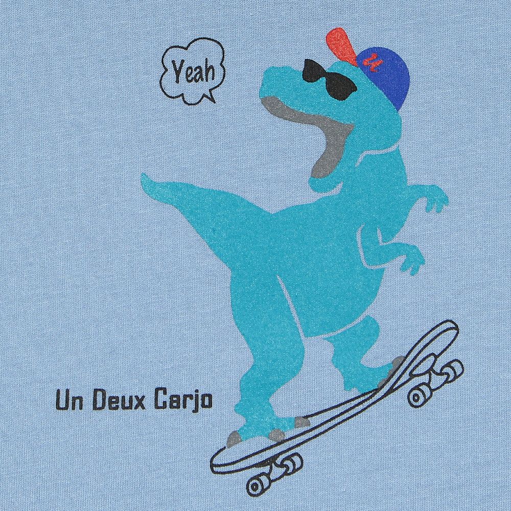 Baby size 100 % cotton Dinosaur & Skeeper Print Animal Series T -shirt Blue Design point 1