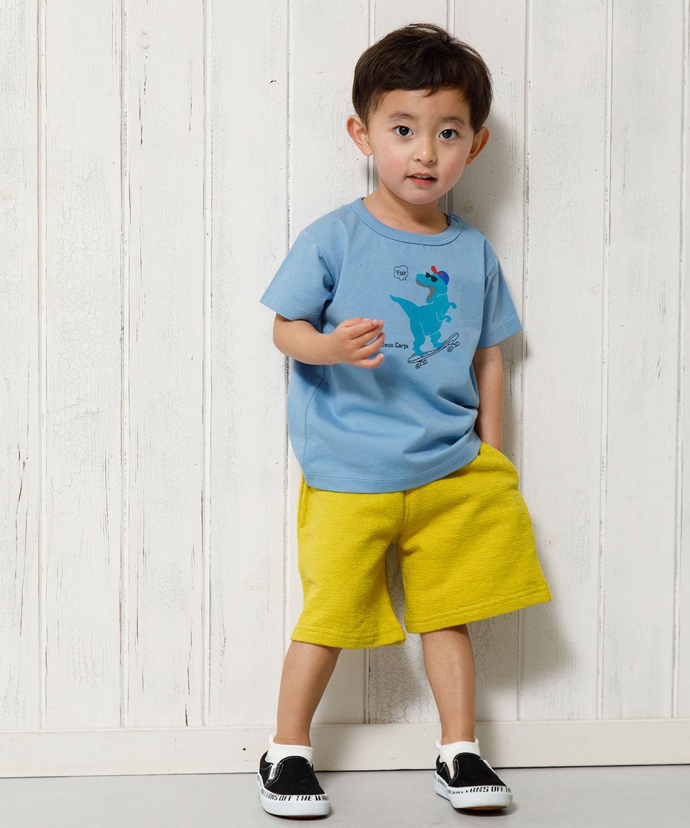 Baby size 100 % cotton Dinosaur & Skeeper Print Animal Series T -shirt Blue model image 4