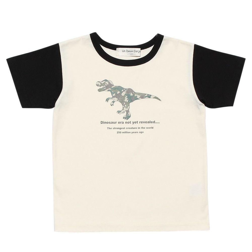 100 % cotton camouflage pattern dinosaur print animal series T -shirt Ivory front