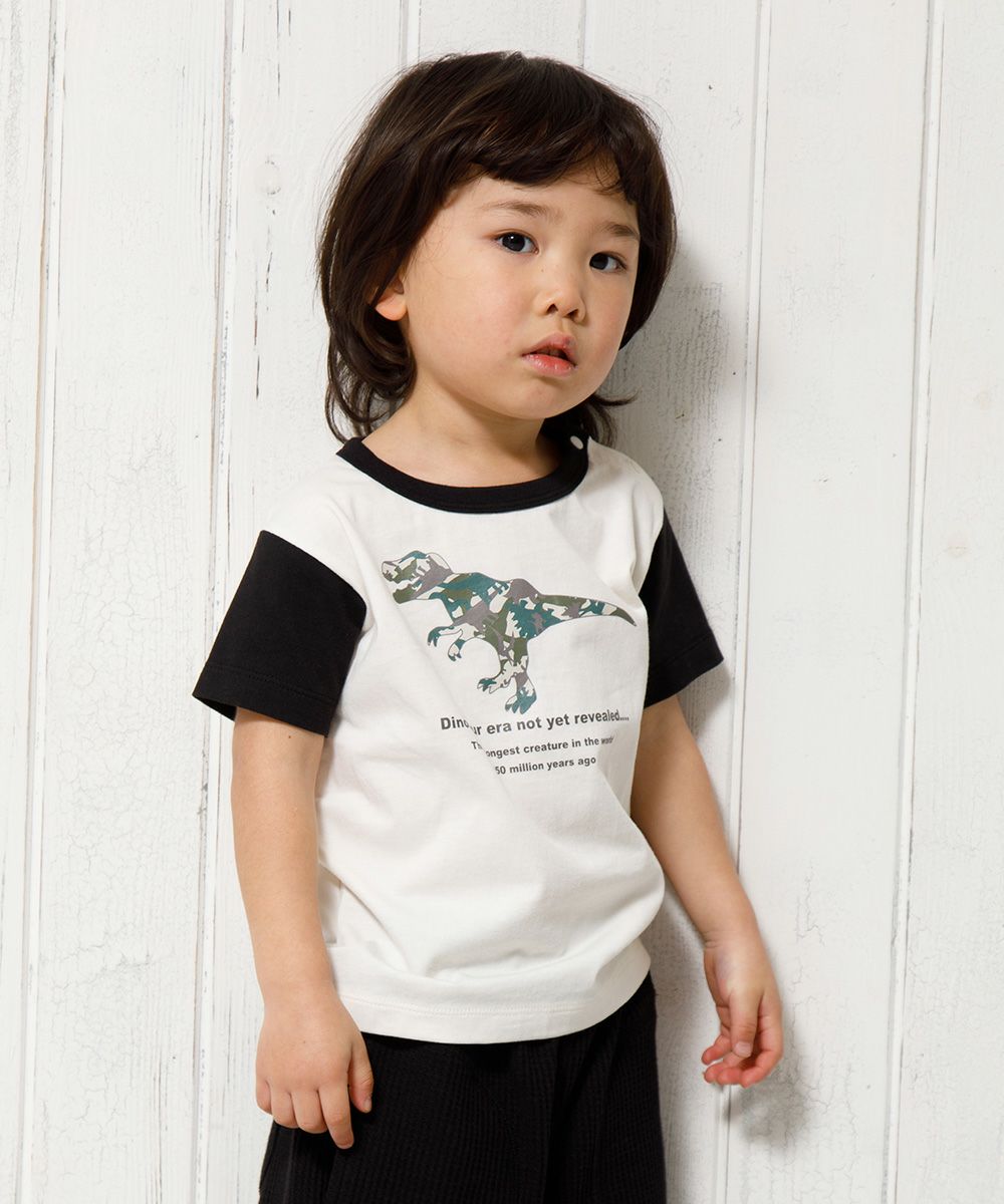 Baby size 100 % cotton camouflage dinosaur print animal series T -shirt Ivory model image up