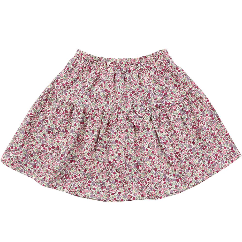 Children's clothing girl 100 % floral gather skirt with floral revolving pink (02) front