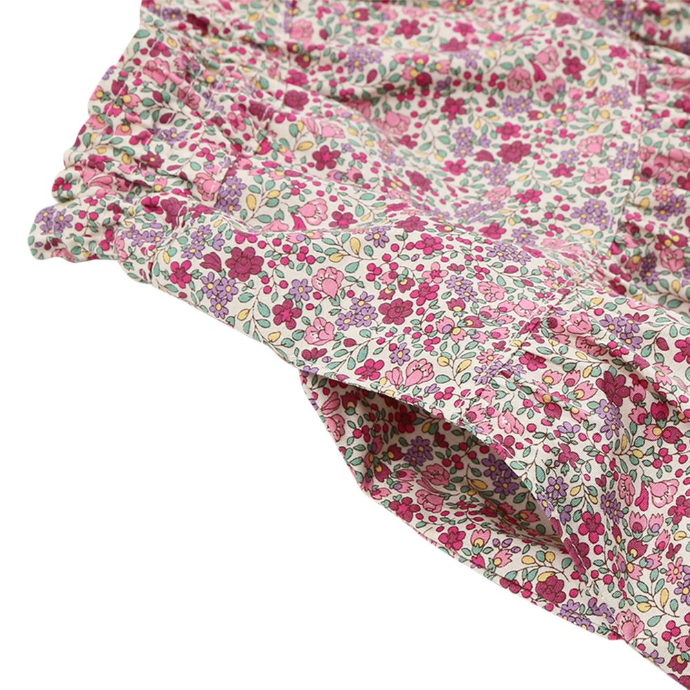 Children's clothing girl 100 % cotton gathering with floral gather skirt pink (02) Design point 2