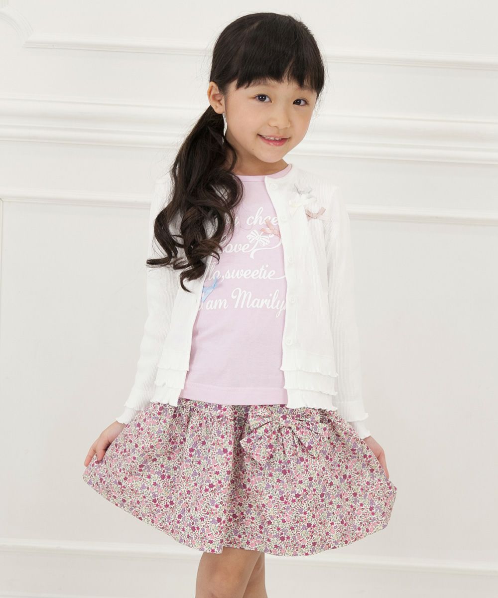 Children's clothing girl 100 % cotton gathering with floral pattern gather skirt pink (02) model image 3