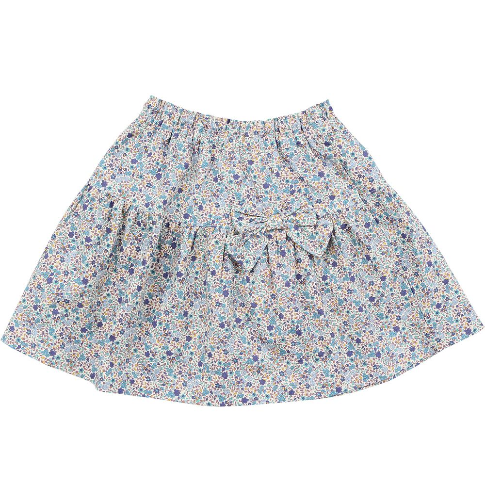 Children's clothing girl 100 % floral gather skirt blue (61) front