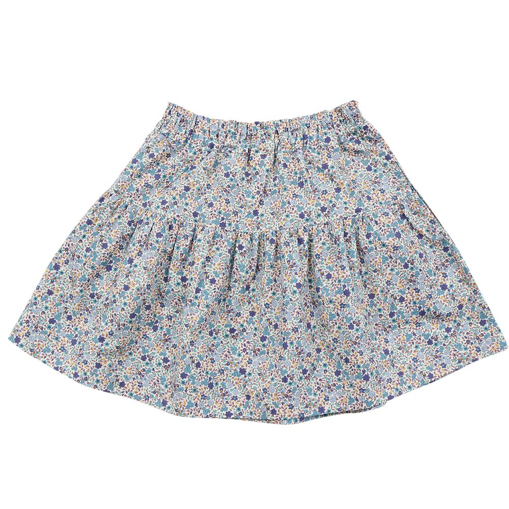 Children's clothing girl 100 % floral gather skirt blue (61) back