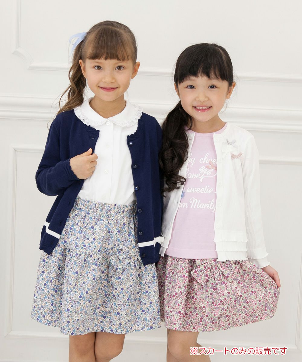 Children's clothing girl 100 % cotton gathering with floral gather skirt blue (61) model image 1