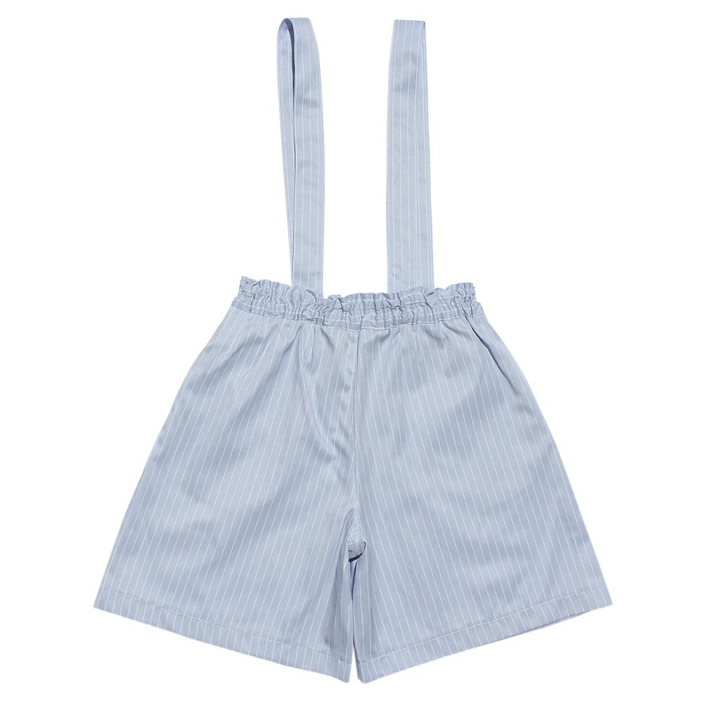Stripe pattern culottes with suspenders Blue back