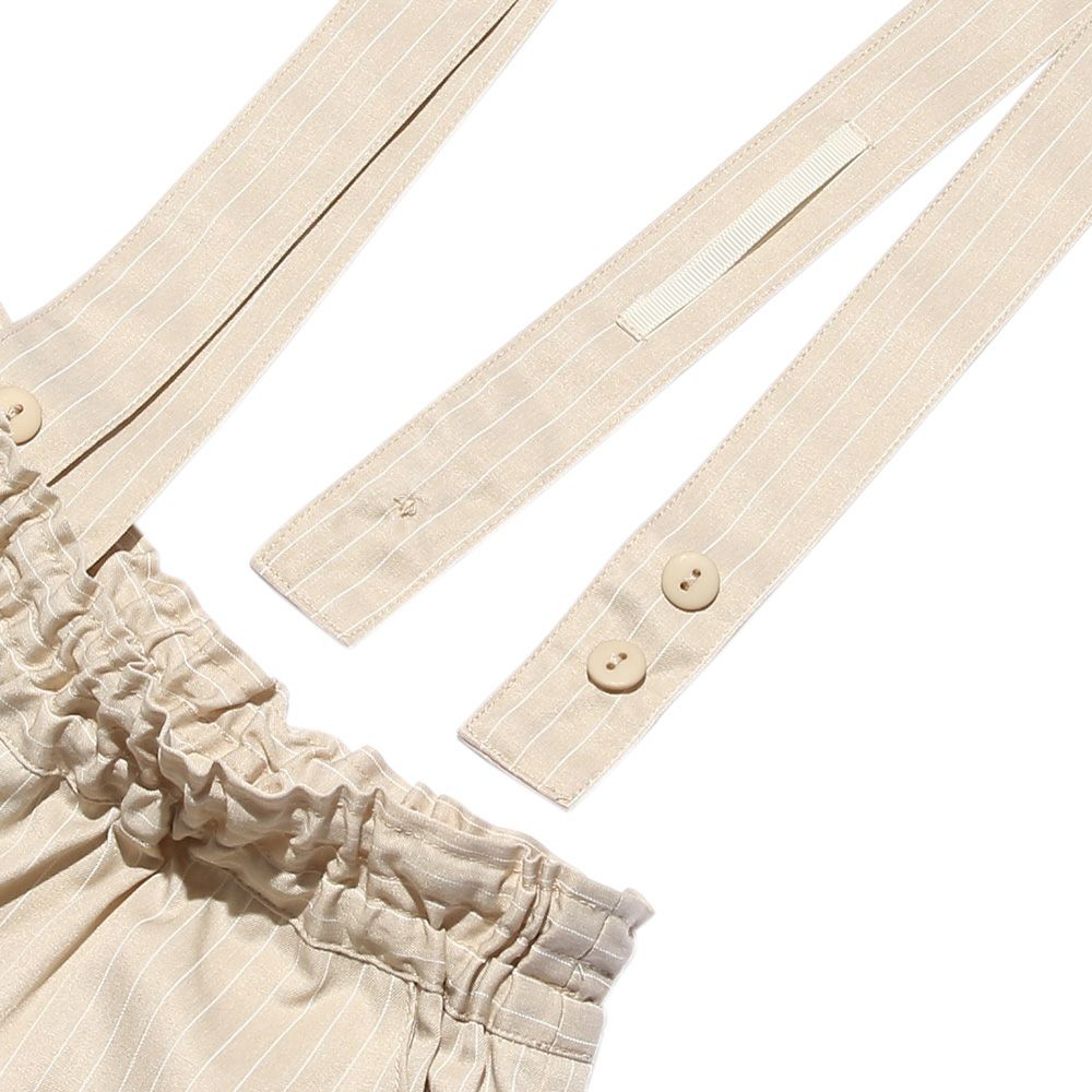 Stripe pattern culottes with suspenders Beige Design point 1