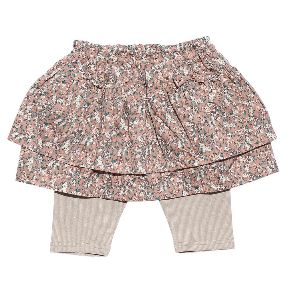 Baby size floral with ribbon knee-length scats Pink front
