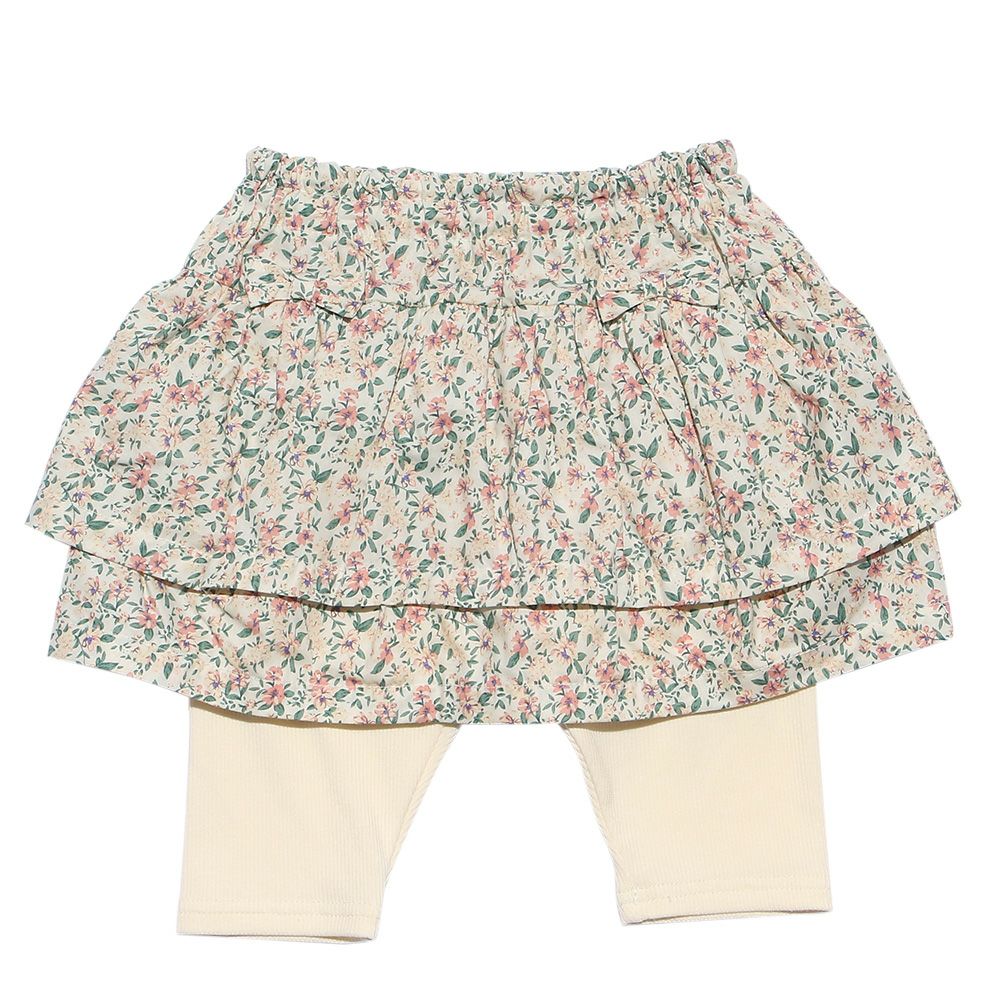 Baby size floral with ribbon knee-length scats Off White front
