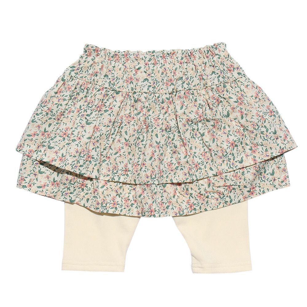 Baby size floral with ribbon knee-length scats Off White back