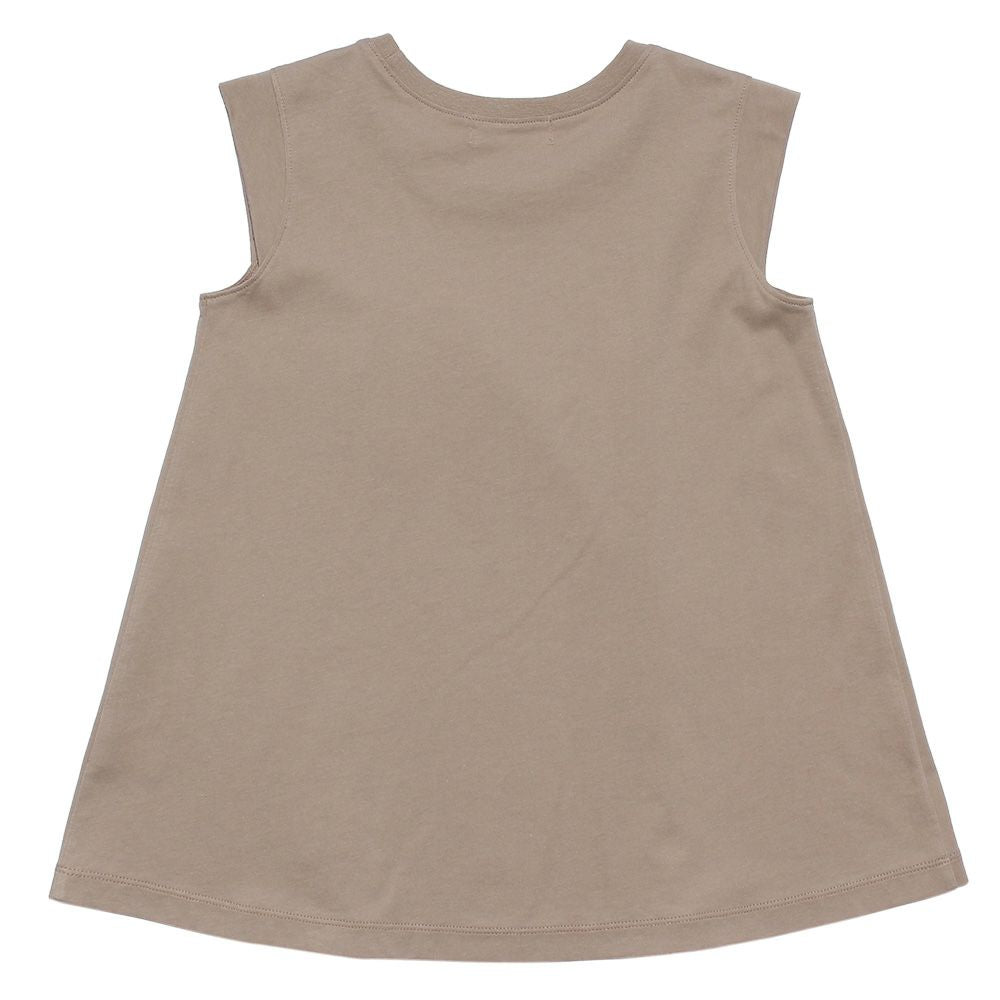 100 % cotton plain A line cut -sew T -shirt Beige back
