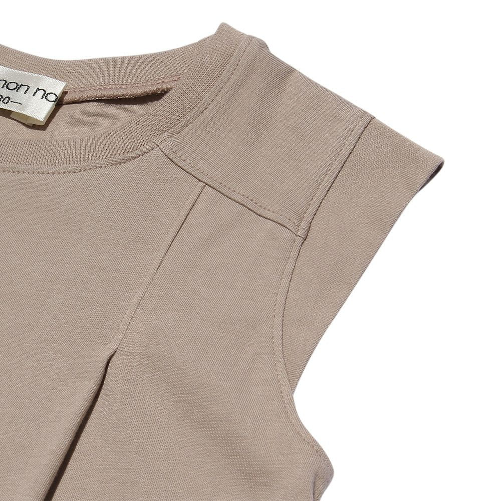 100 % cotton plain A line cut -sew T -shirt Beige Design point 1