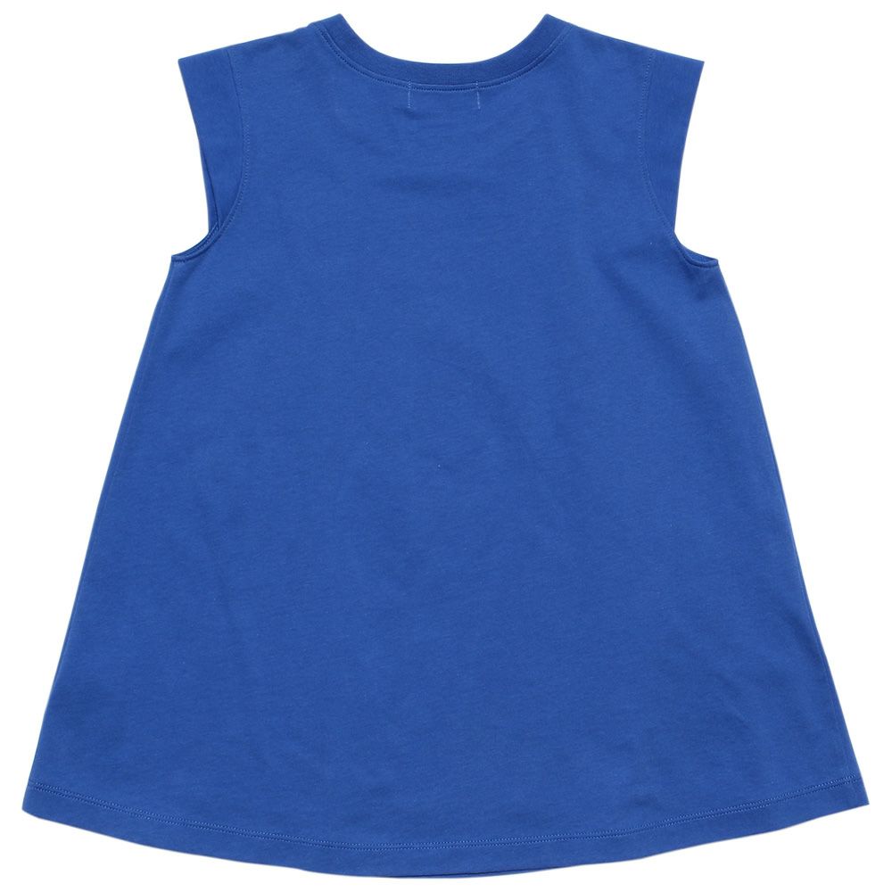 100 % cotton plain A line cut -sew T -shirt Blue back