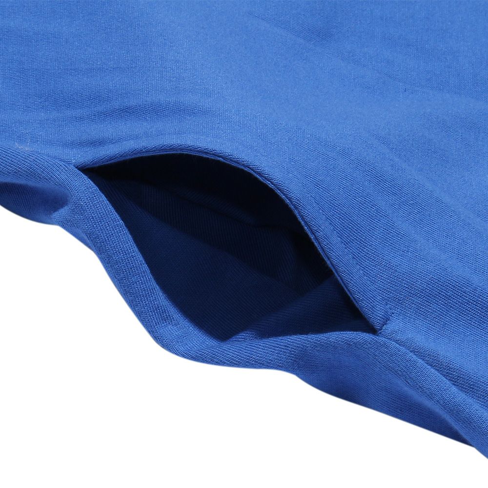 A -line dress with frilled shoulders Blue Design point 2