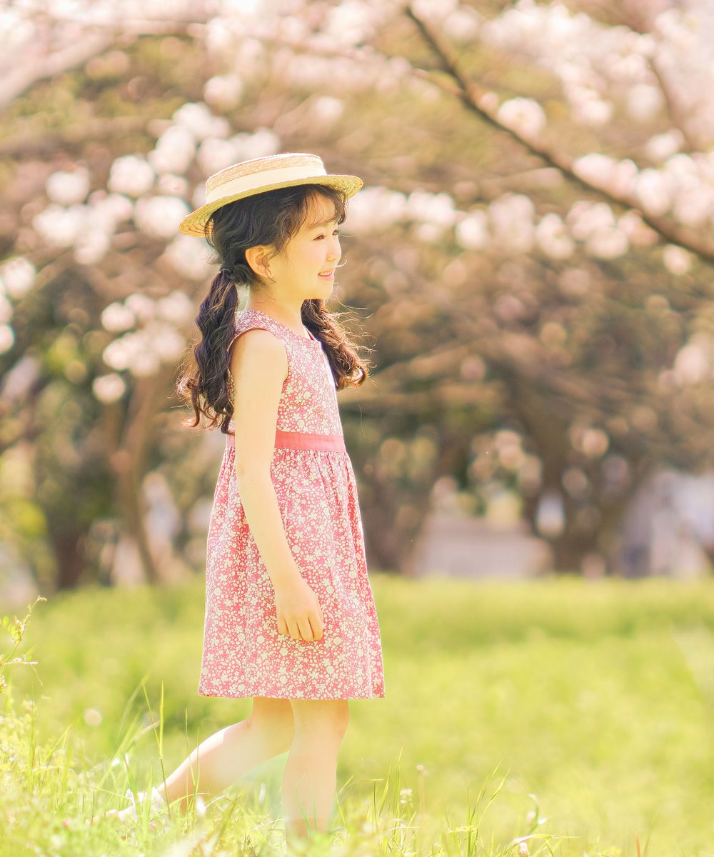 Baby & Kids size Made in Japan 100 % cotton floral dress Pink model image 2