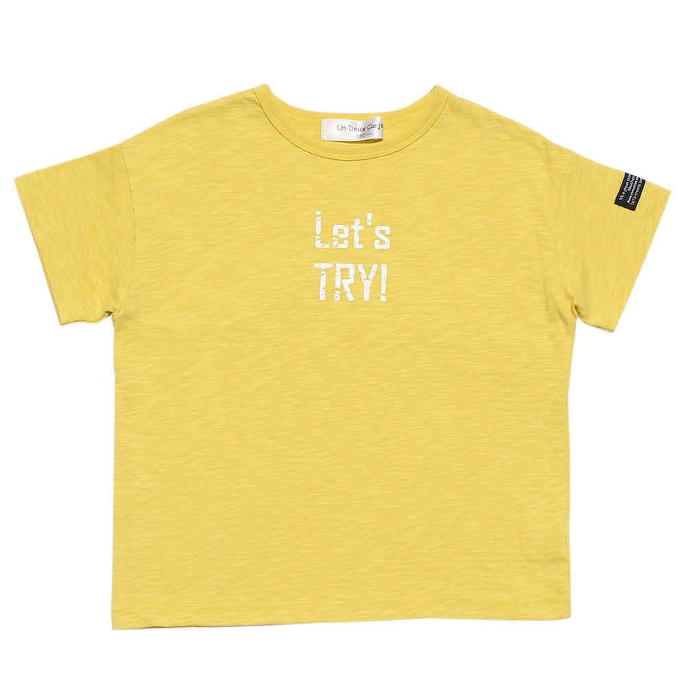Children's clothing boy 100 % cotton logo print loose silhouette T -shirt yellow (04) front
