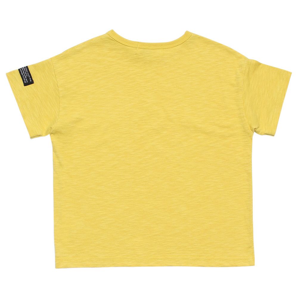 Children's clothing boy 100 % cotton logo print loose silhouette T -shirt yellow (04) back