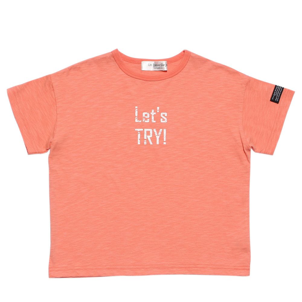 Children's clothing boy 100 % cotton logo print loose silhouette T -shirt orange (07) front