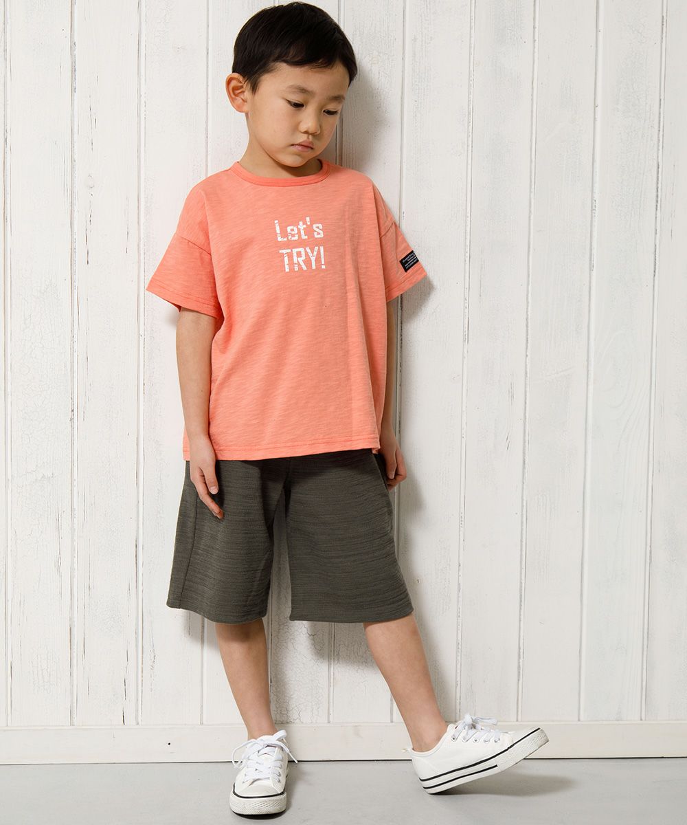 Children's clothing boy 100 % cotton logo print loose silhouette T -shirt Orange (07) model image 2