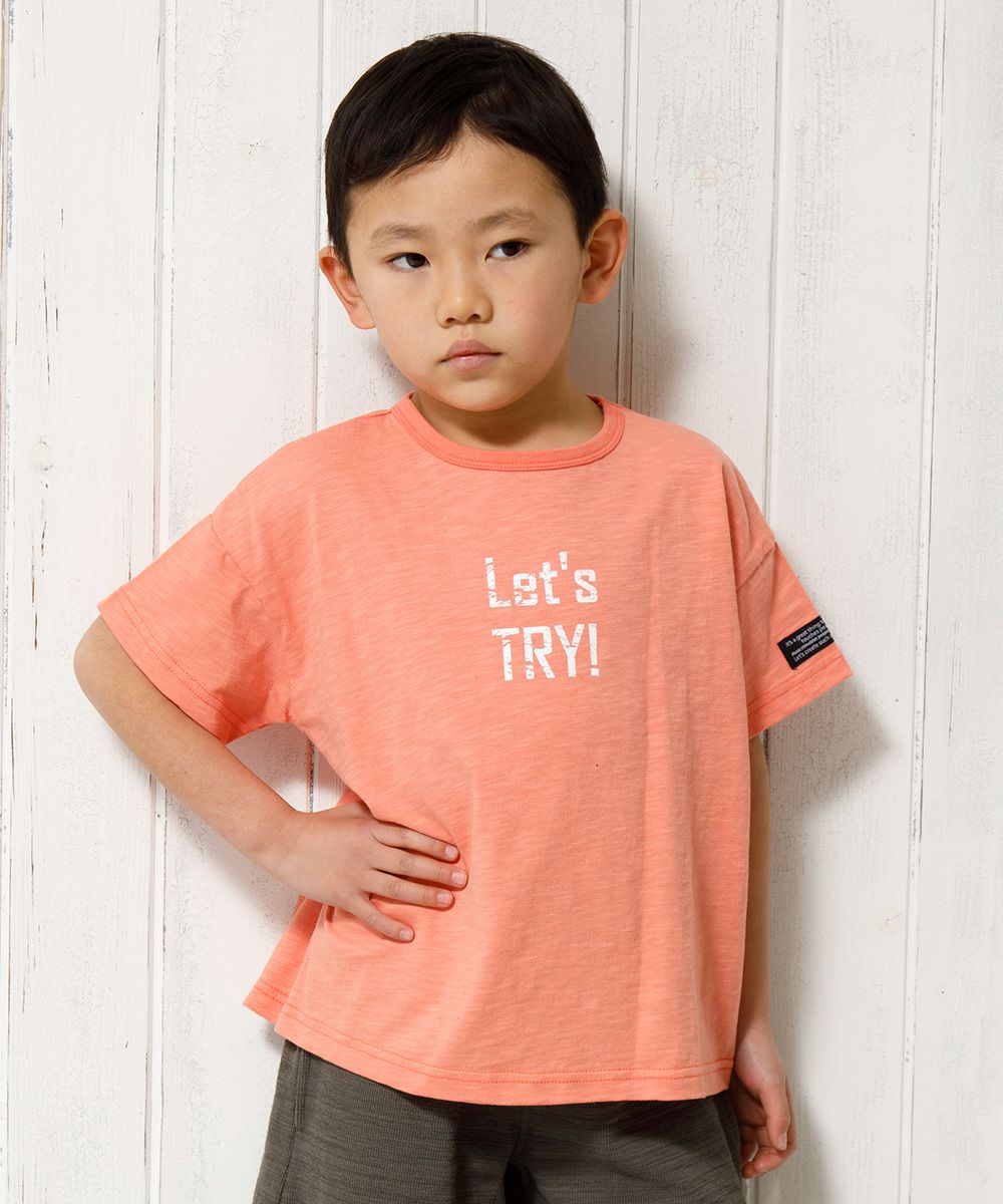 Children's clothing boy 100 % cotton logo print loose silhouette T -shirt Orange (07) model image 3