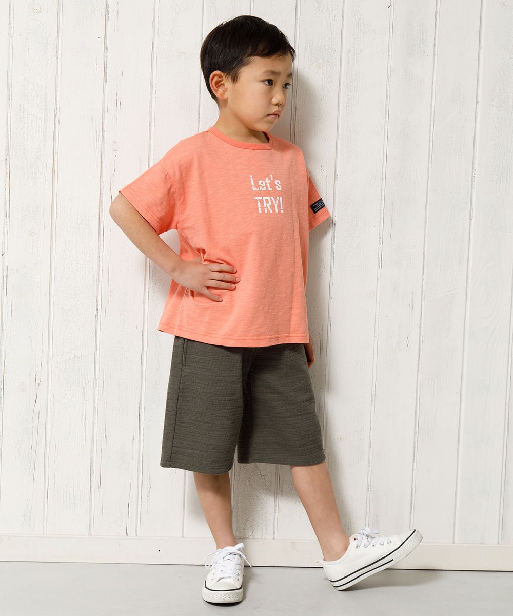Children's clothing boy 100 % cotton logo print loose silhouette T -shirt Orange (07) model image 4