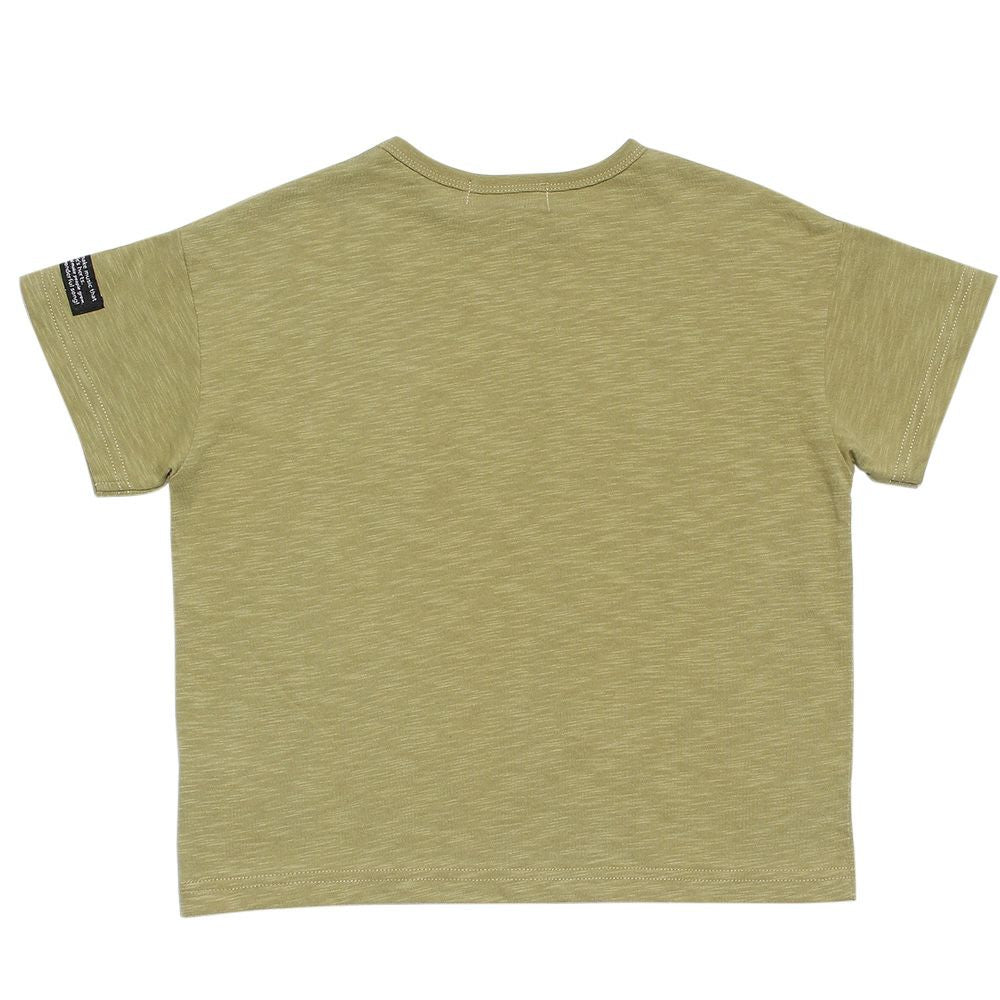 Children's clothing boy 100 % cotton logo print loose silhouette T -shirt green (08) back