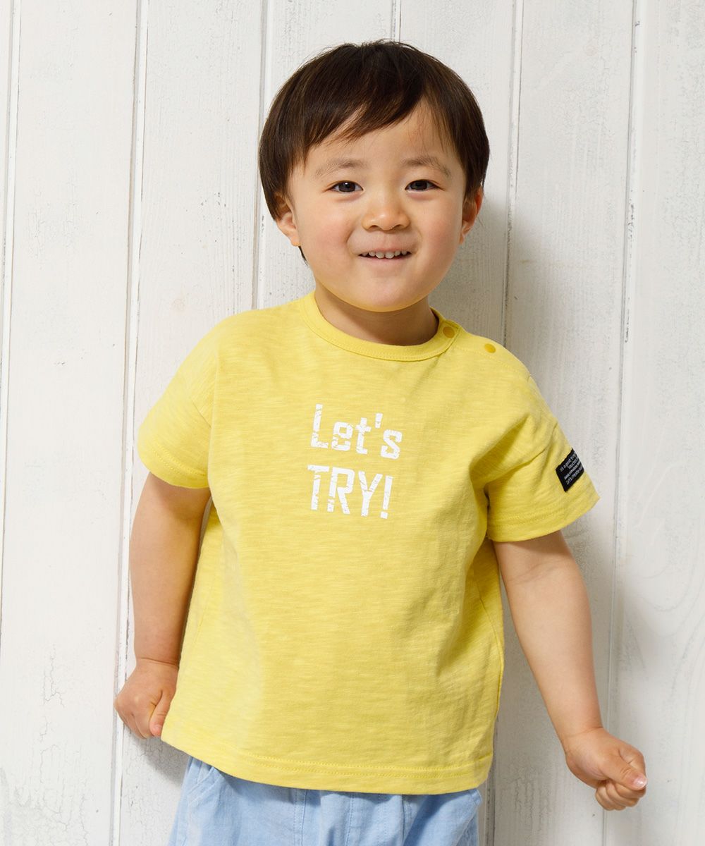 Baby Clothes Boy Boy Baby Size 100 % Cotton Logo Print Low Silhouette T -shirt Yellow (04) Model image Up