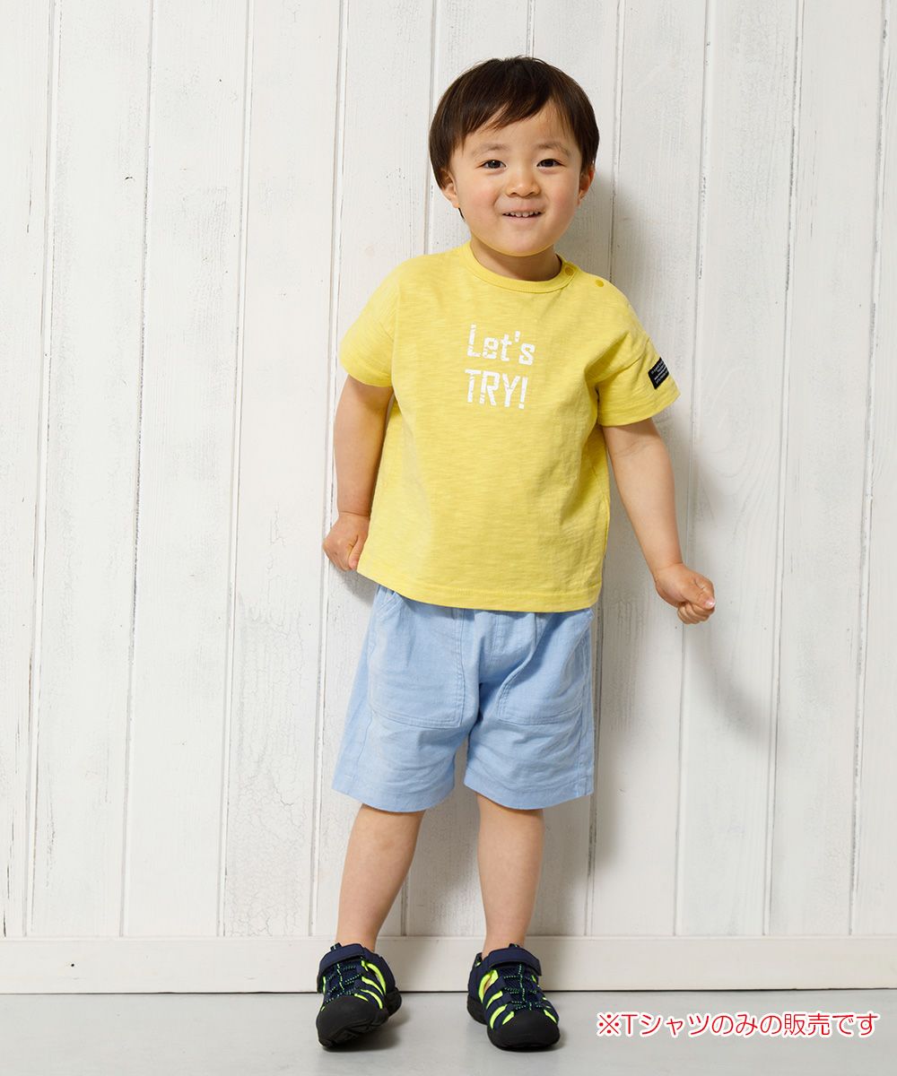 Baby Clothes Boy Boy Baby Size 100 % Cotton Logo Print Low Silhouette T -shirt Yellow (04) Model image whole body