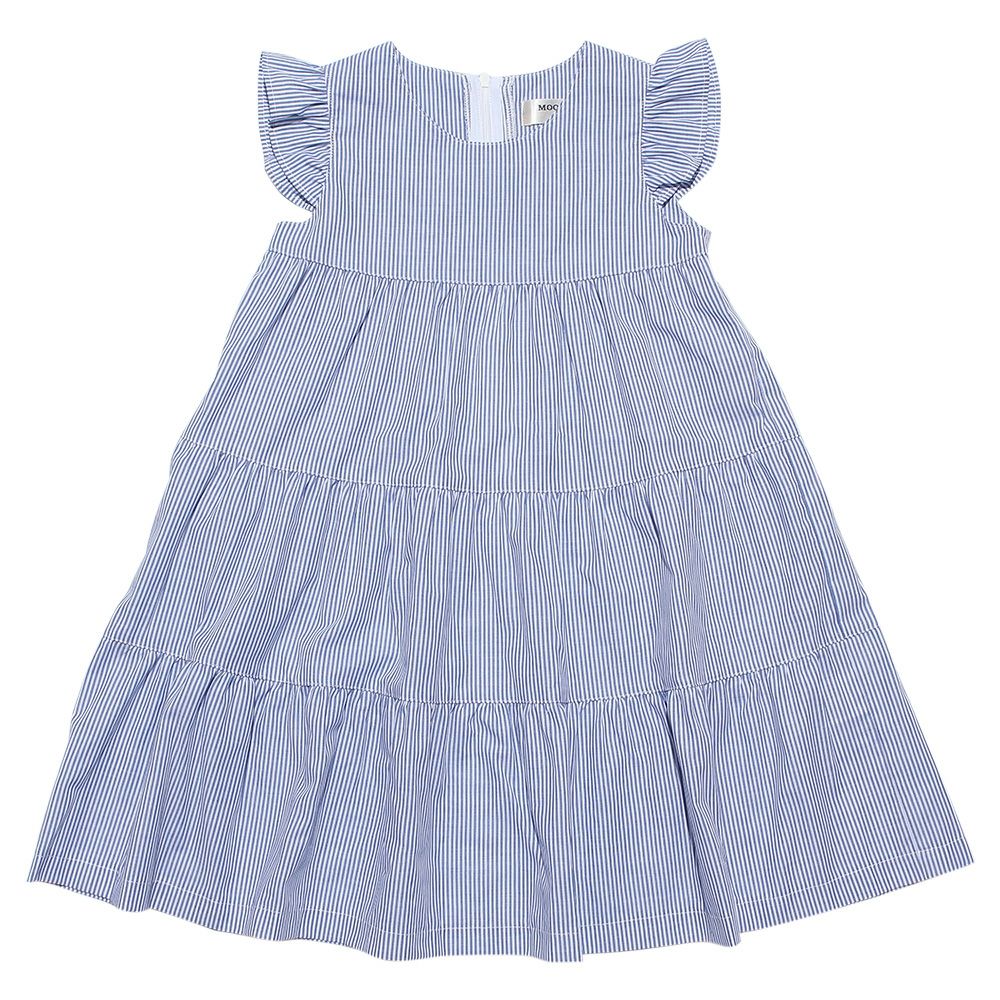 100 % Japanese cotton three tiered dress Blue front
