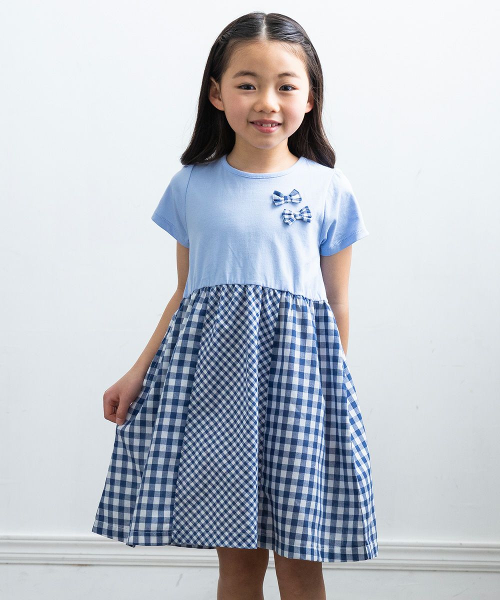 Check pattern docking dress with ribbon  model image 1