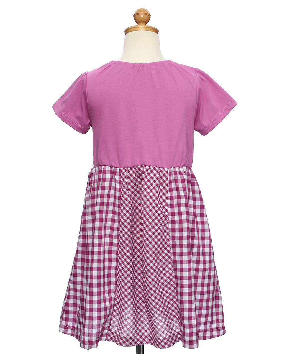 Check pattern docking dress with ribbon Purple torso