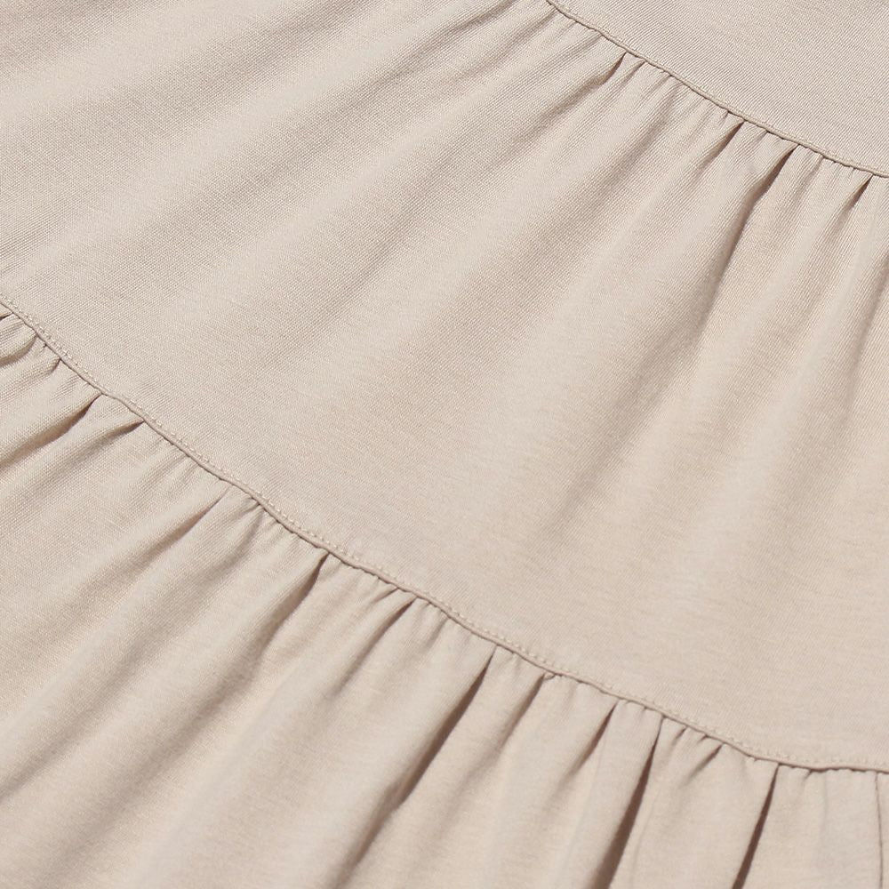 100 % cotton A line tierred dress Beige Design point 1