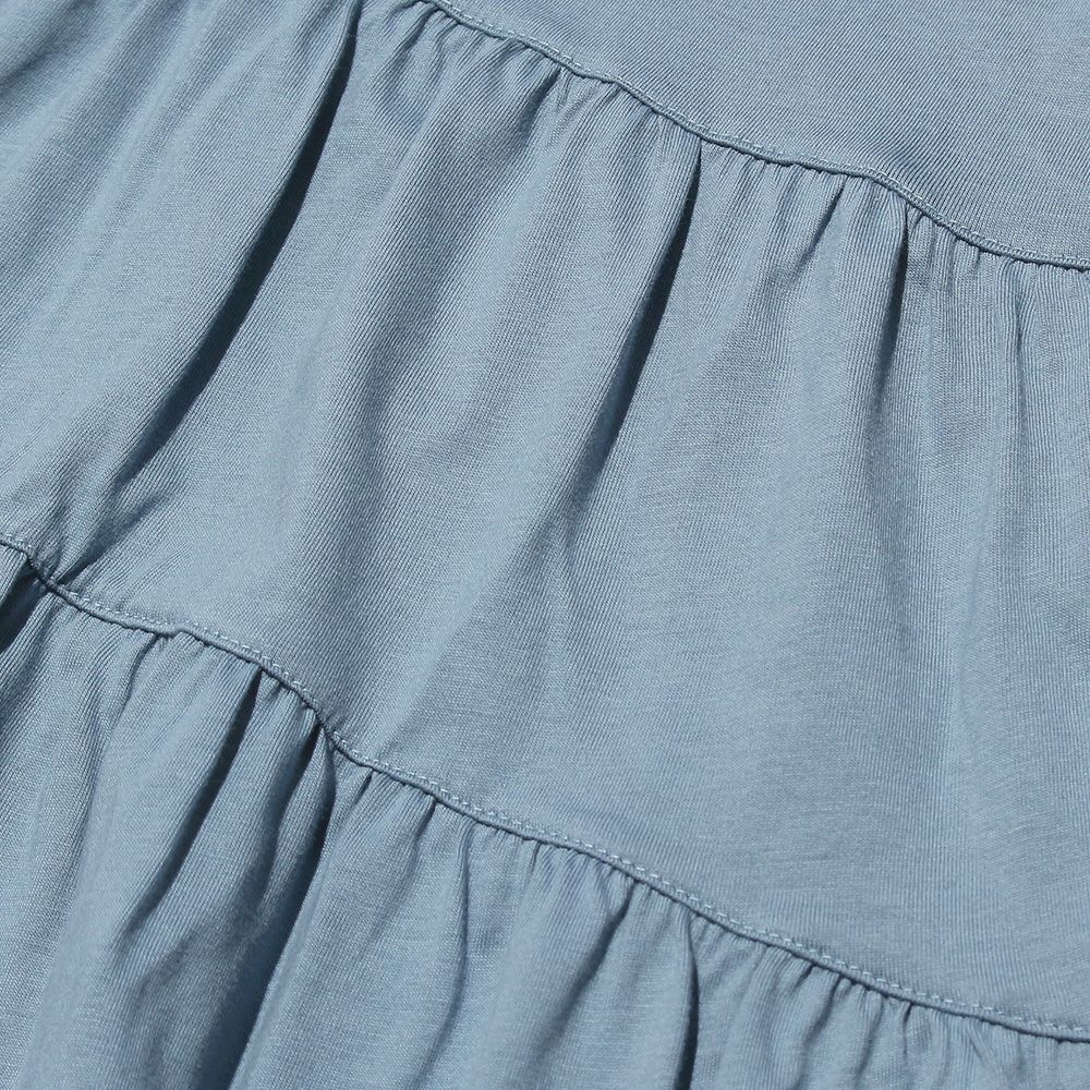 Junior size 100% cotton A-line tierred dress Blue Design point 1