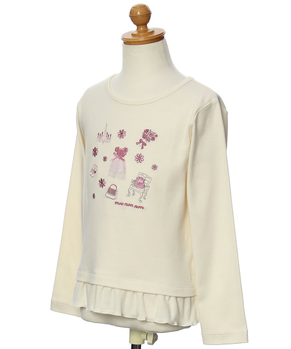 100 % cotton dress & flower & accessory motif embroidery T -shirt Ivory torso