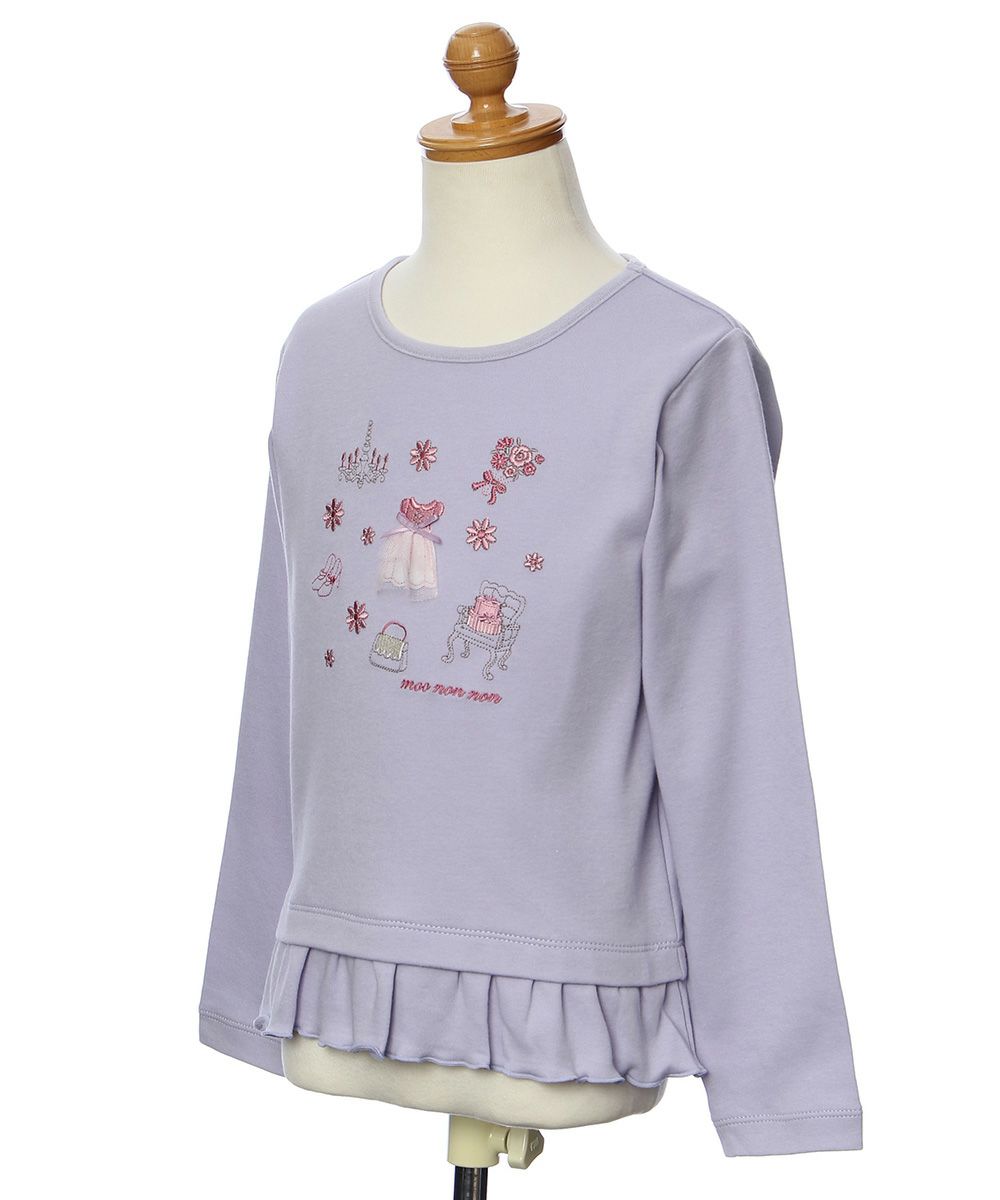 100 % cotton dress & flower & accessory motif embroidery T -shirt Purple torso