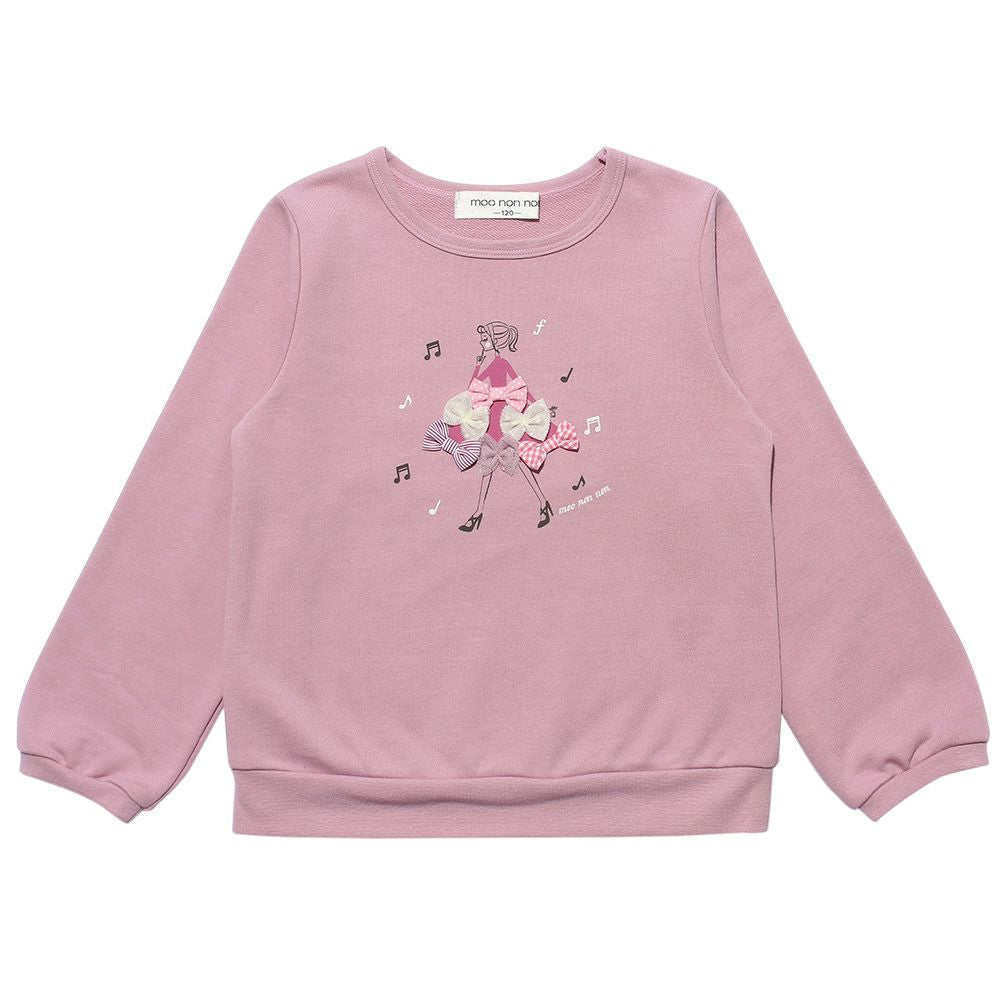 Children's clothing girl girl motif & ribbon back trainer pink (02) front