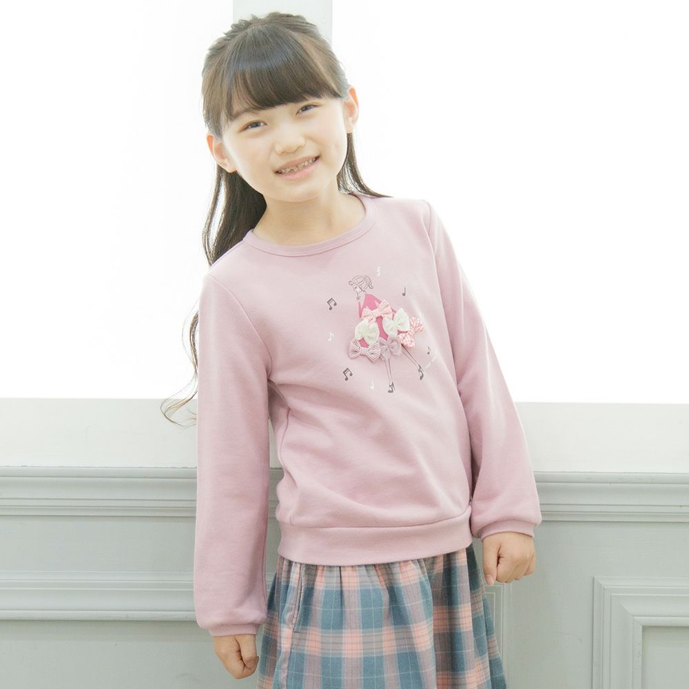 Children's clothing girl girl motif & ribbon back trainer pink (02) Model image up
