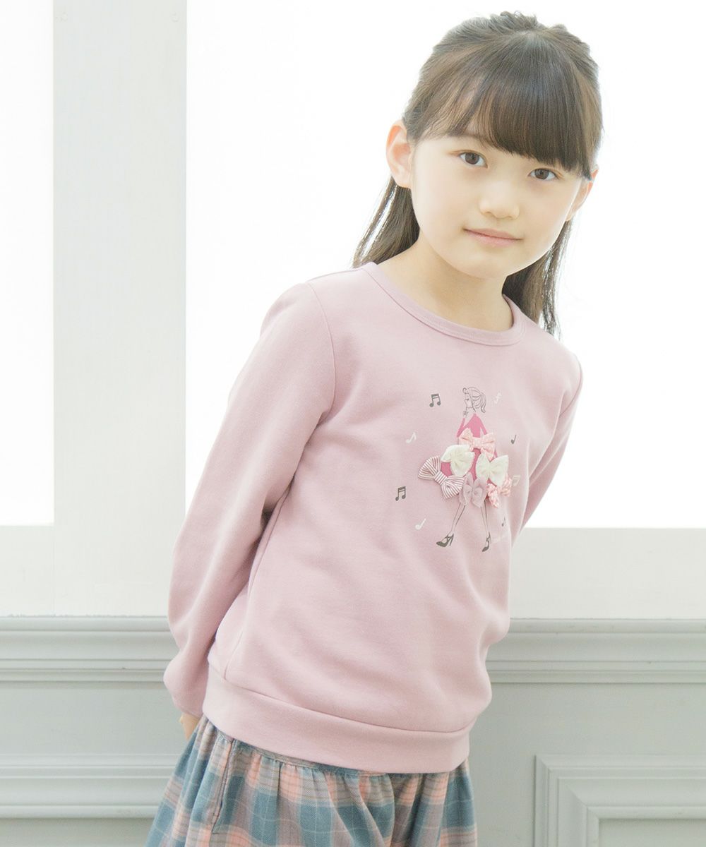 Children's clothing girl girl motif & ribbon back trainer pink (02) model image 1