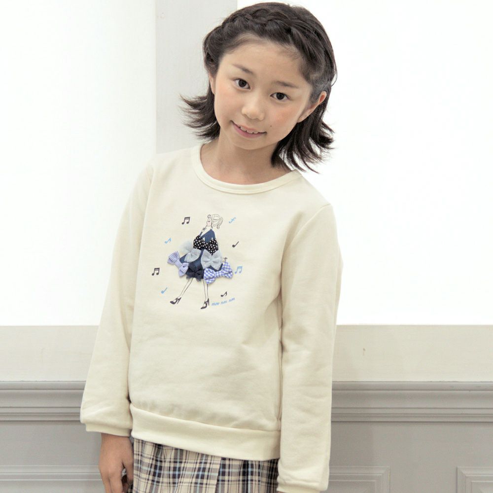 Children's clothing girl girl motif & ribbon back trainer ivory (12) Model image up