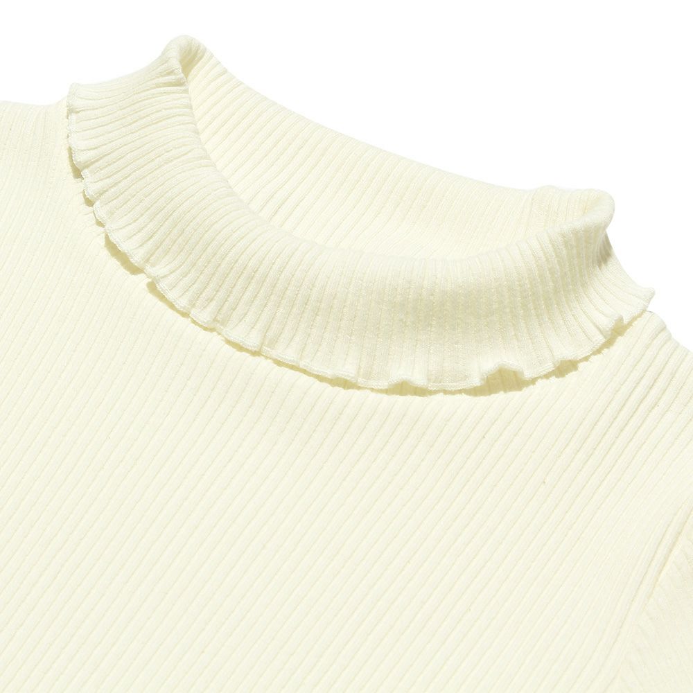 Solid ribb fabric inner high neck T -shirt Off White torso