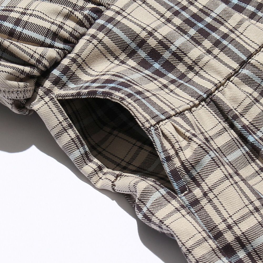 100 % cotton Original plaid 2 -stage frillecurot pants Beige Design point 1