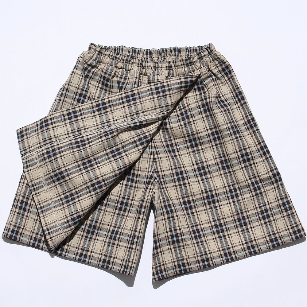 100 % cotton original check pattern skirt style culottes Beige Design point 1