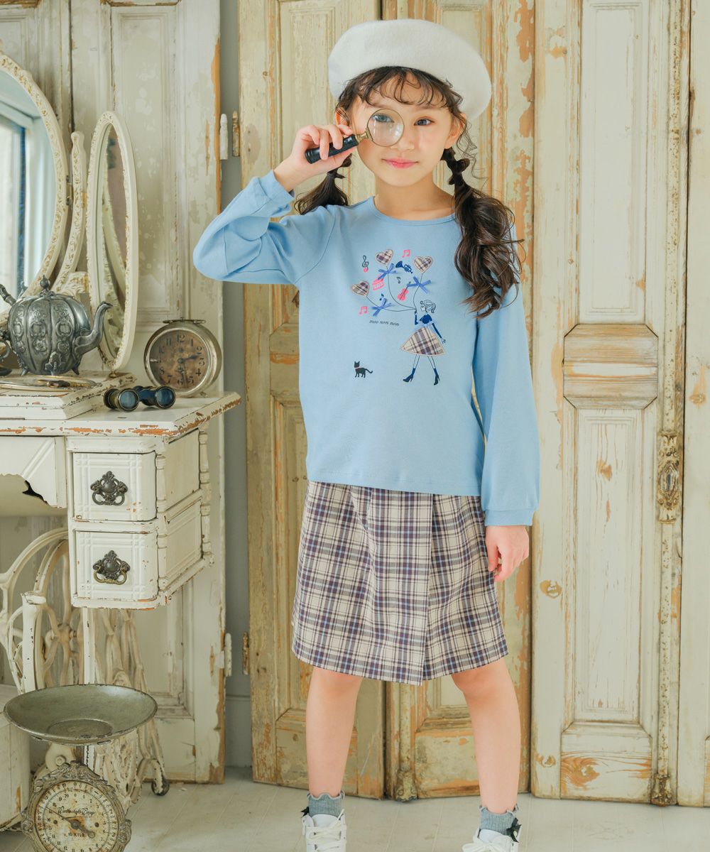100 % cotton original check pattern skirt style culottes Beige model image 1