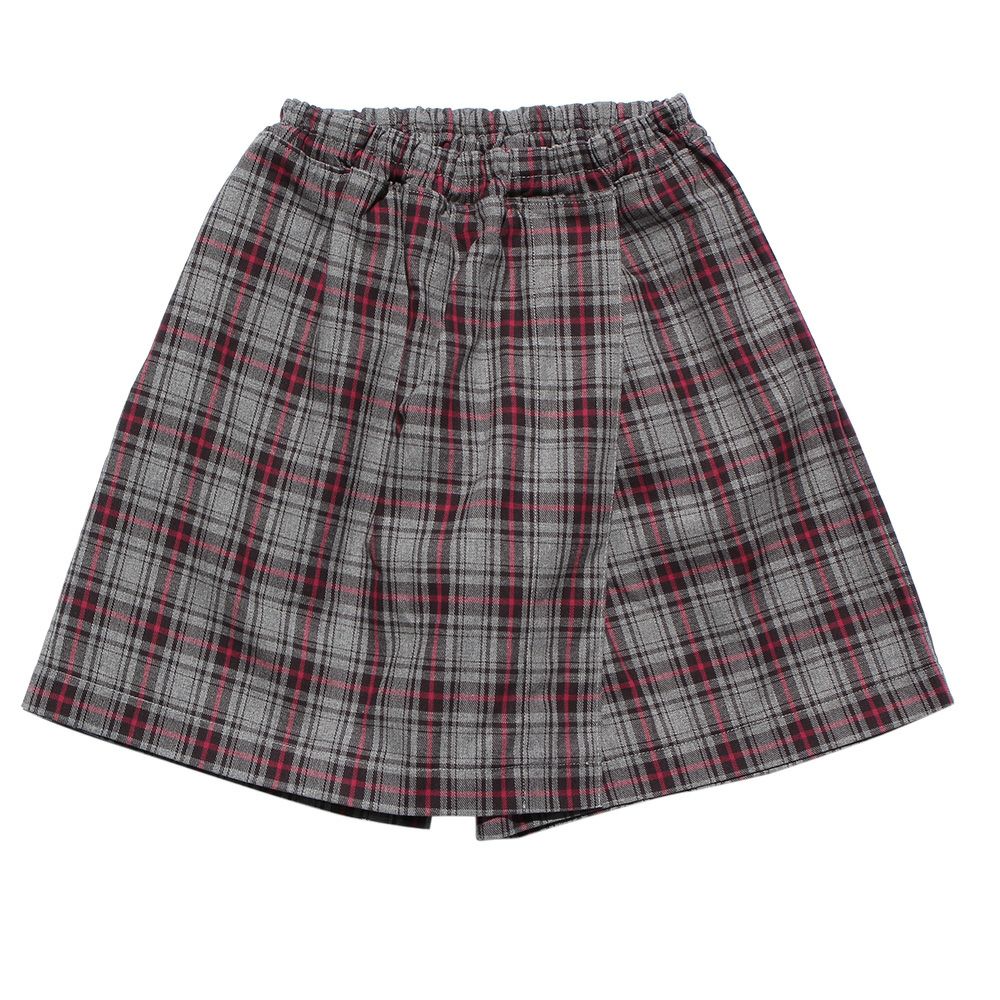 100 % cotton original check pattern skirt style culottes Misty Gray front
