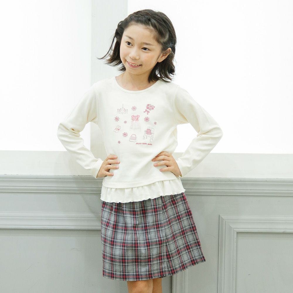 100 % cotton original check pattern skirt style culottes Misty Gray model image up