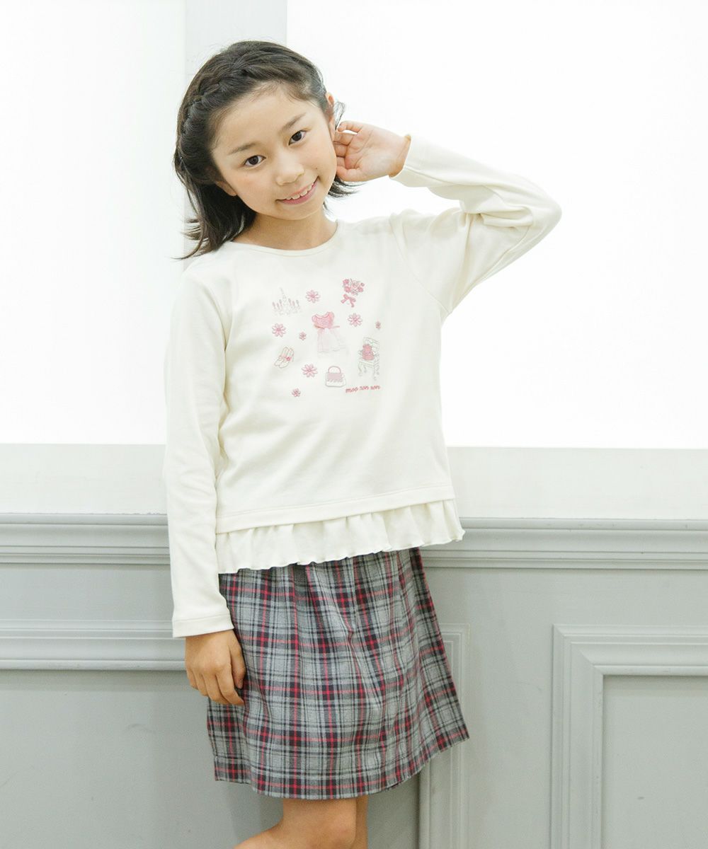 100 % cotton original check pattern skirt style culottes Misty Gray model image 1