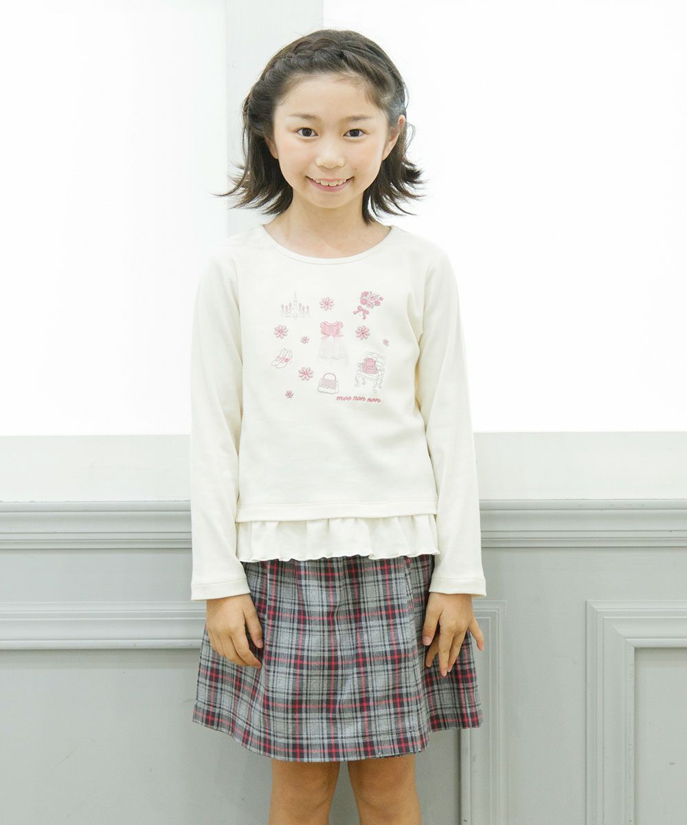 100 % cotton original check pattern skirt style culottes Misty Gray model image 2